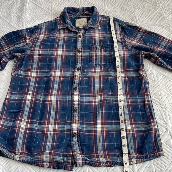 Fat Face Indigo Dye Plaid Flannel Button Down Shirt Size L - Picture 4 of 11